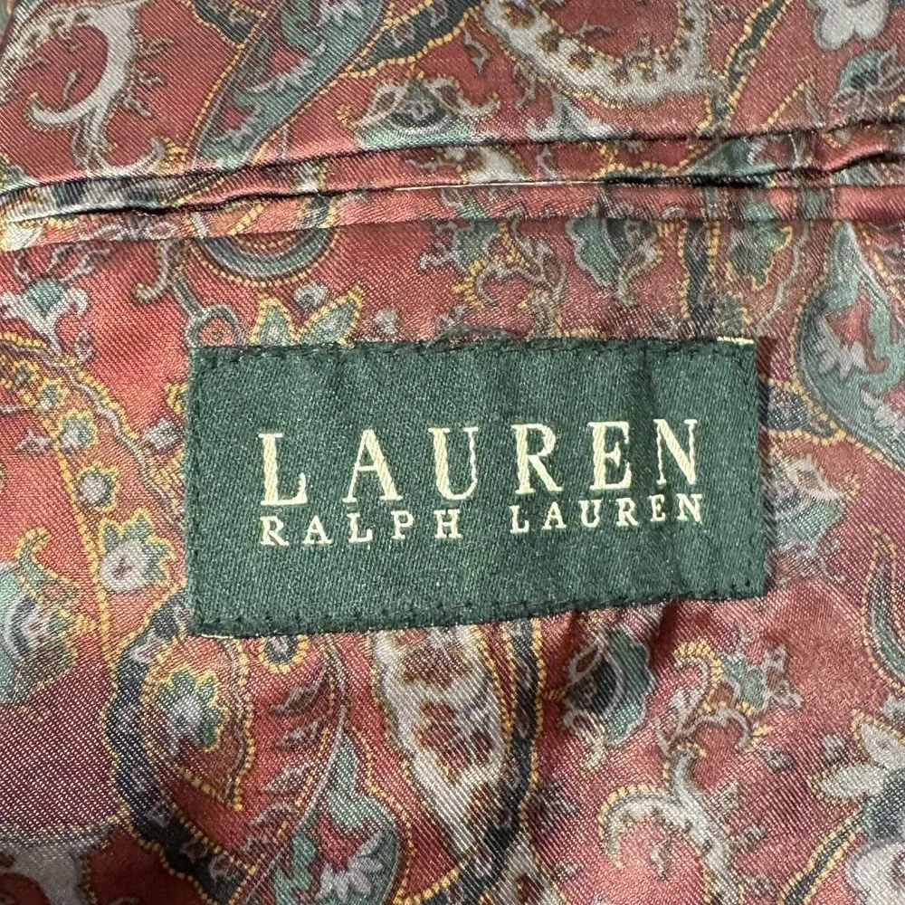 Lauren Ralph Lauren Corduroy Jacket Men 44 L Blazer 2 Button Paisley Lined Brown